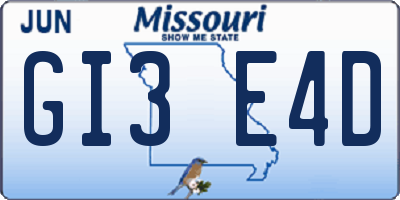 MO license plate GI3E4D