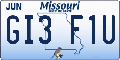 MO license plate GI3F1U