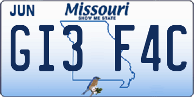 MO license plate GI3F4C