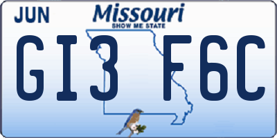 MO license plate GI3F6C