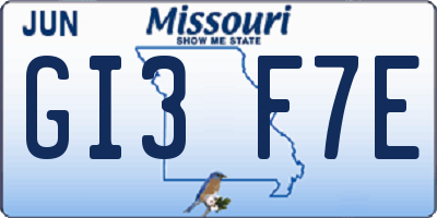 MO license plate GI3F7E