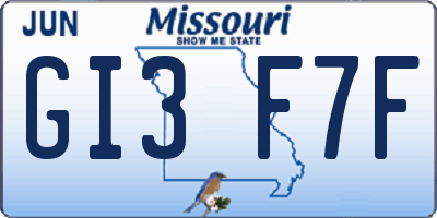 MO license plate GI3F7F