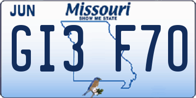 MO license plate GI3F7O
