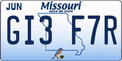 MO license plate GI3F7R