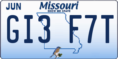 MO license plate GI3F7T