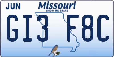 MO license plate GI3F8C