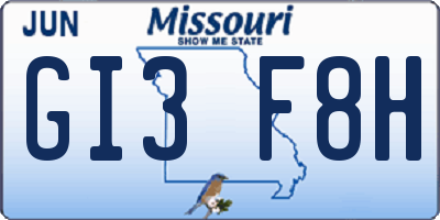 MO license plate GI3F8H