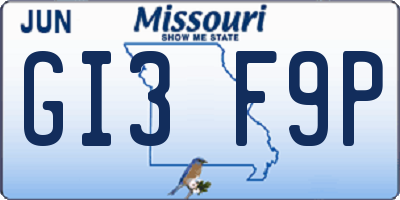 MO license plate GI3F9P