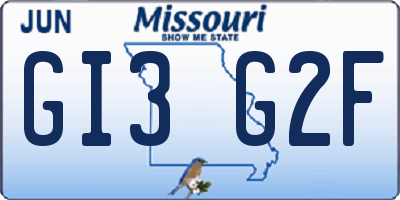 MO license plate GI3G2F