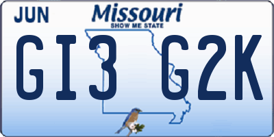 MO license plate GI3G2K