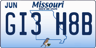 MO license plate GI3H8B
