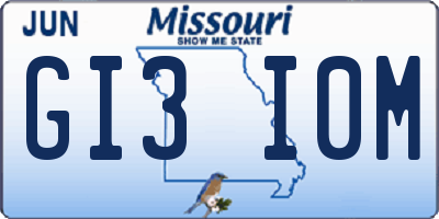MO license plate GI3I0M