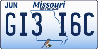 MO license plate GI3I6C