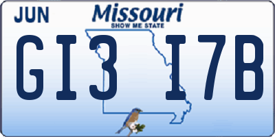 MO license plate GI3I7B