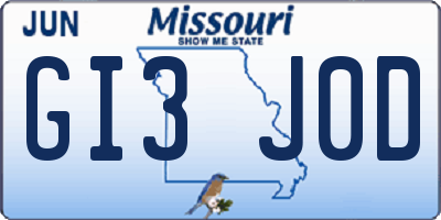 MO license plate GI3J0D