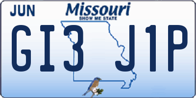 MO license plate GI3J1P