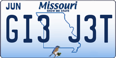 MO license plate GI3J3T