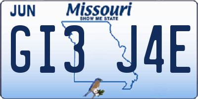 MO license plate GI3J4E