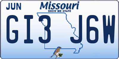 MO license plate GI3J6W