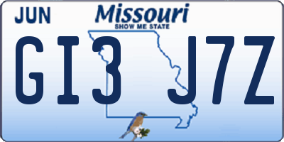 MO license plate GI3J7Z