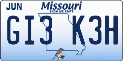 MO license plate GI3K3H