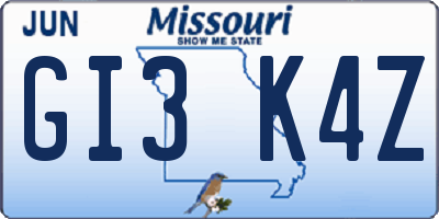 MO license plate GI3K4Z