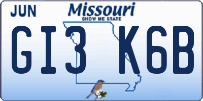 MO license plate GI3K6B