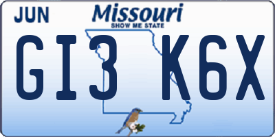 MO license plate GI3K6X