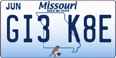MO license plate GI3K8E