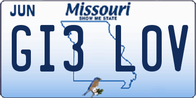 MO license plate GI3L0V