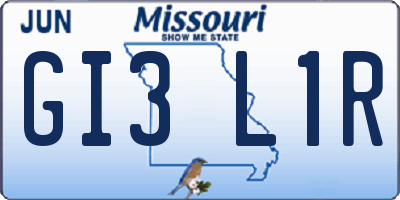 MO license plate GI3L1R