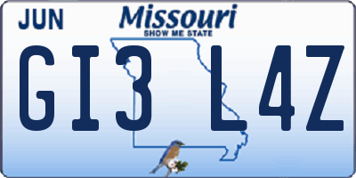 MO license plate GI3L4Z