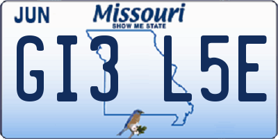MO license plate GI3L5E