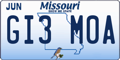 MO license plate GI3M0A