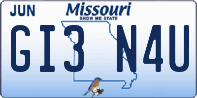 MO license plate GI3N4U