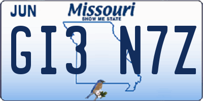 MO license plate GI3N7Z