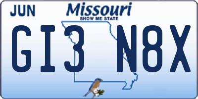 MO license plate GI3N8X