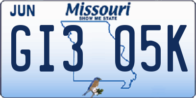 MO license plate GI3O5K