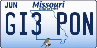 MO license plate GI3P0N