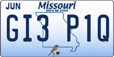 MO license plate GI3P1Q
