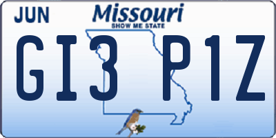 MO license plate GI3P1Z