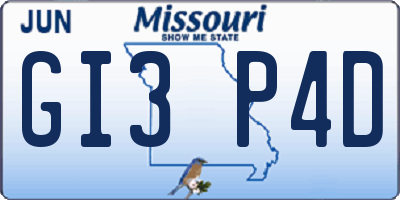 MO license plate GI3P4D
