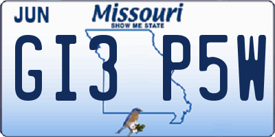 MO license plate GI3P5W
