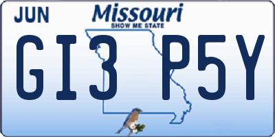 MO license plate GI3P5Y