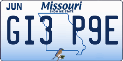 MO license plate GI3P9E