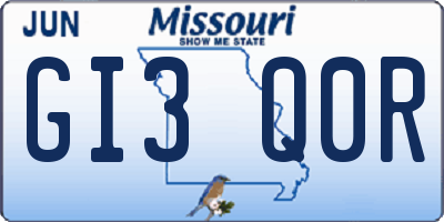 MO license plate GI3Q0R