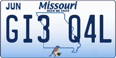 MO license plate GI3Q4L