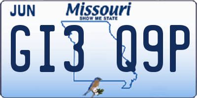 MO license plate GI3Q9P
