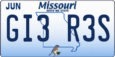 MO license plate GI3R3S