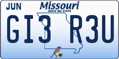 MO license plate GI3R3U